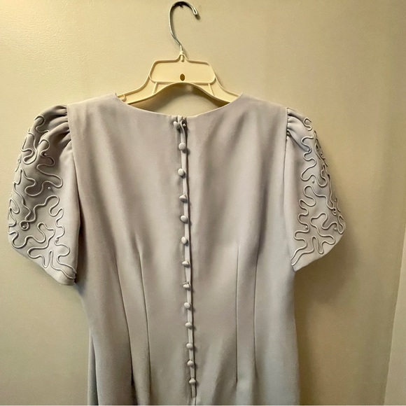 K.C. Studio Sheath Dress Gray Beaded sleeves Sz 12 - Picture 4 of 9